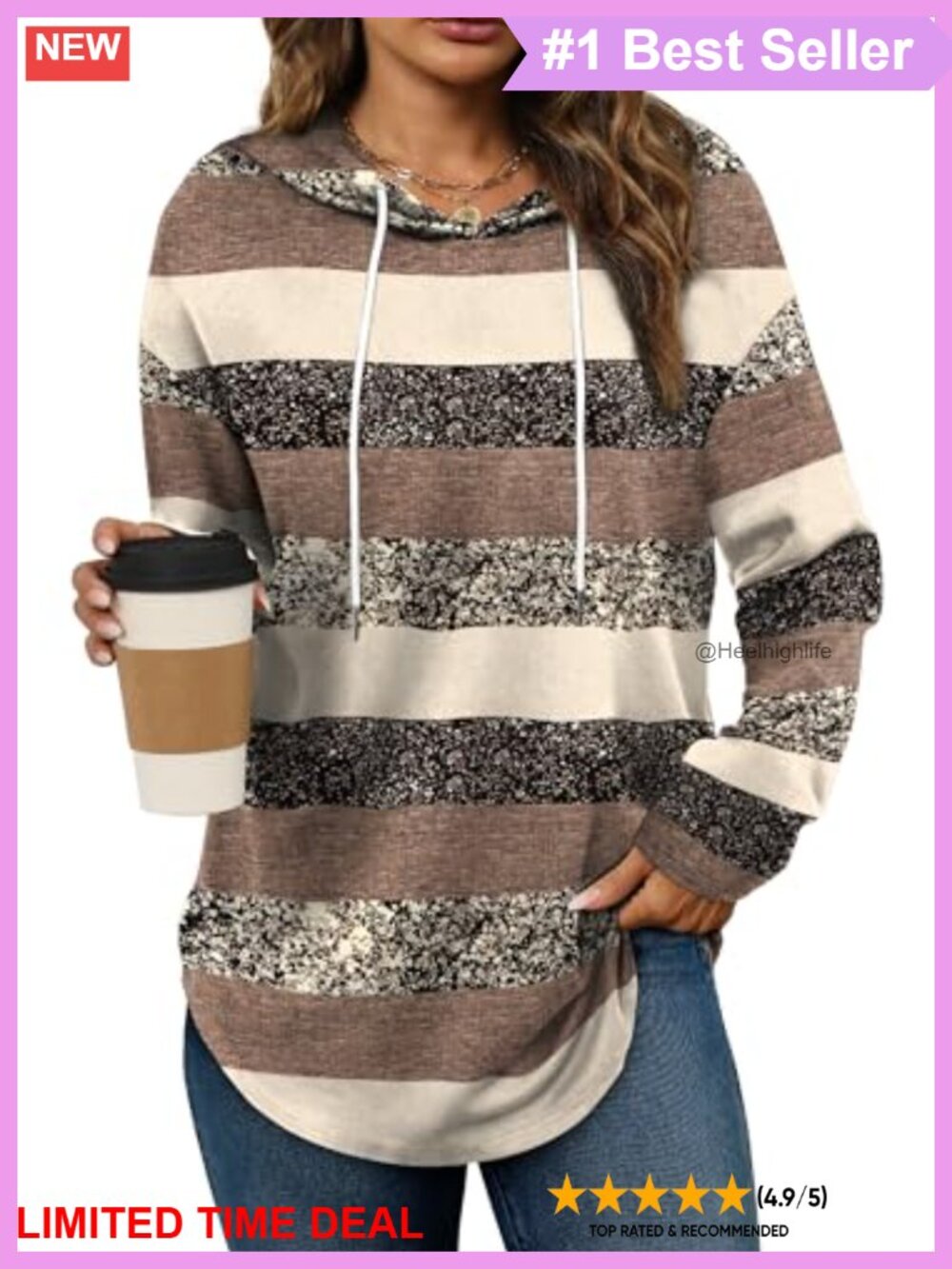 Bofell Women's Long Sleeve Crewneck Hoodie Sweatshirt Casual Winter Pullover